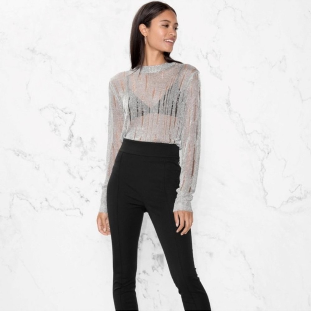 & Other stories High waist split hem cotton pants